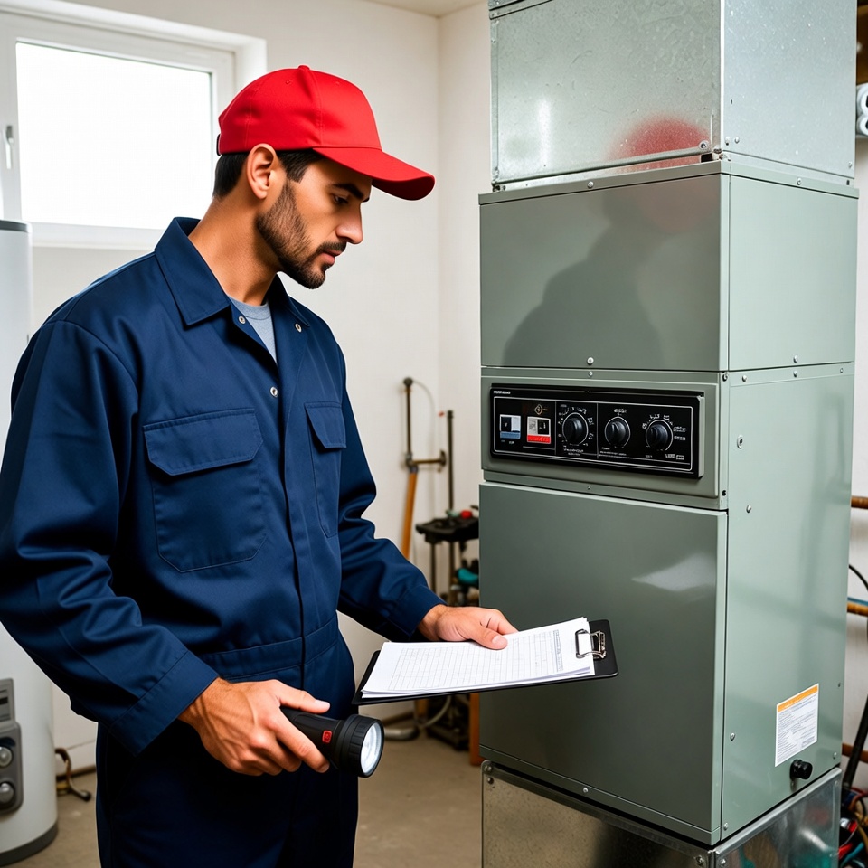 Technician repairing an outdoor AC unit